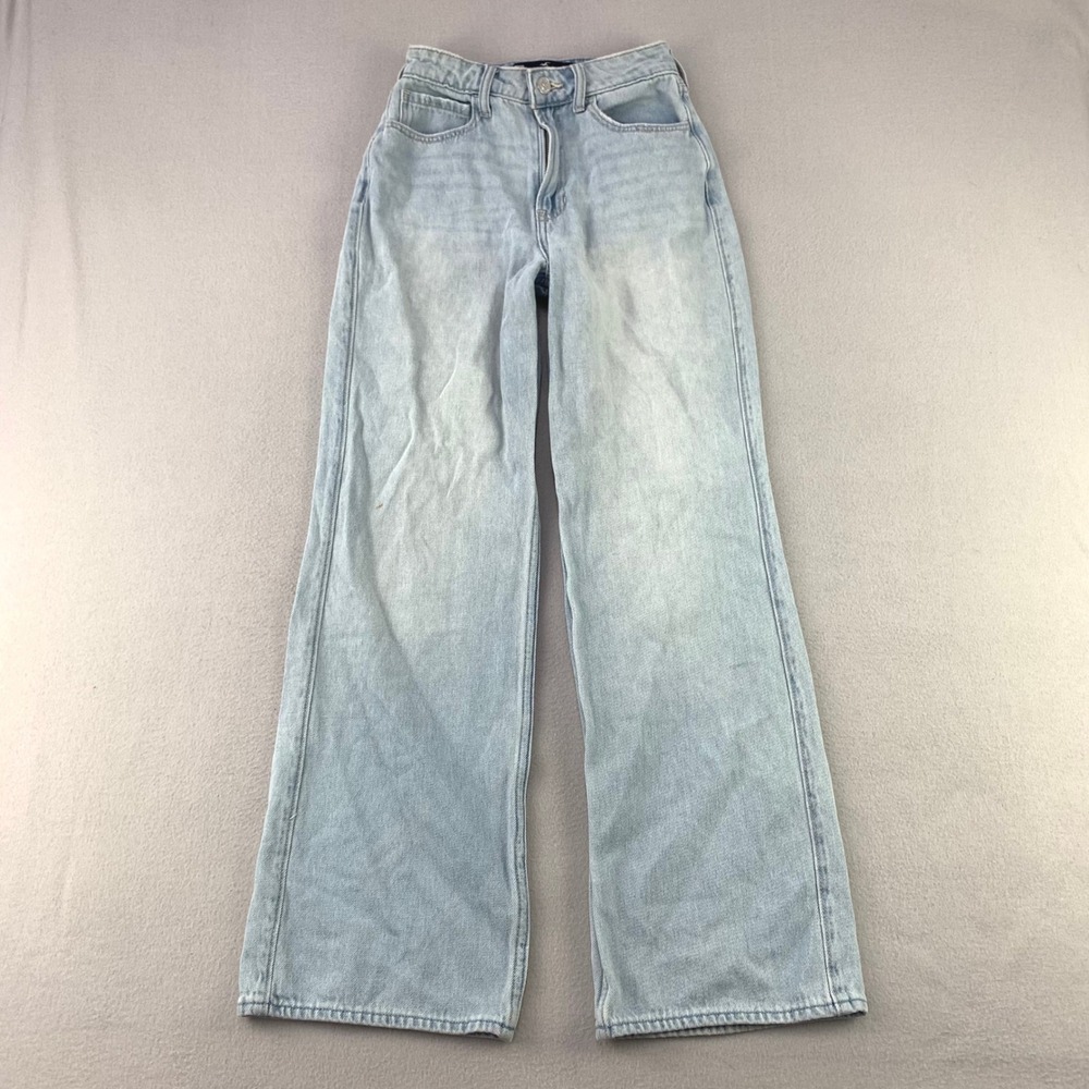 Hollister Ultra High-Rise Baggy Jeans Women 23R Light Wash Denim 100% Cotton